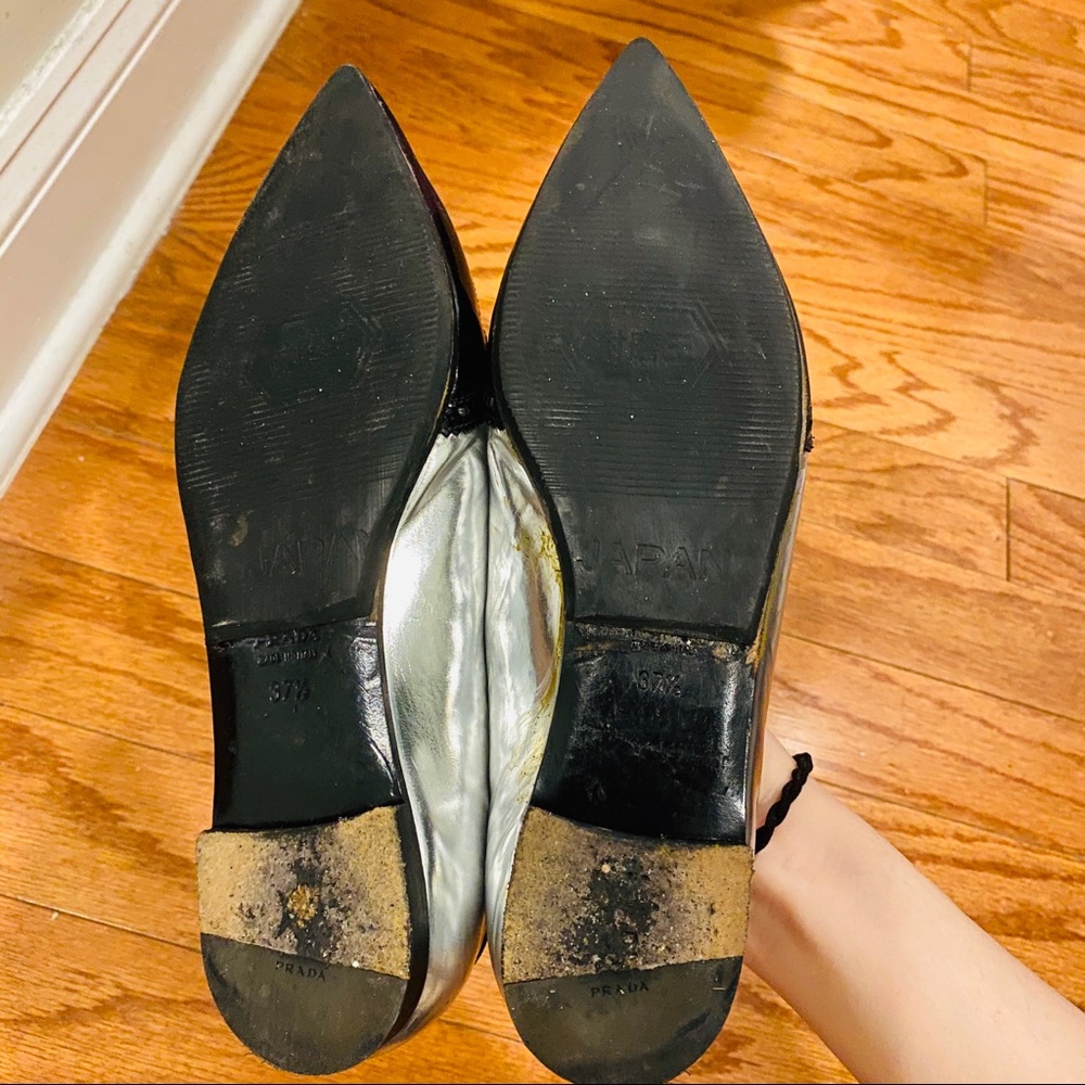 Prada metallic pointed toe brogue loafer - Picture 14 of 15